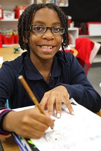 Smiling GISD student on first day of the new year