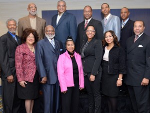 Front Row:  (left to right), Rev. Nathaniel Bronner, Jr. (Trumpet Award Honoree); Avarita L. Hanson; (High Heels Honoree, Chief Justice’s Commission on Professionalism), Bishop William Sheals (Spiritual Enlightenment Honoree); Xernona Clayton (Founder, Chairperson, President and CEO of the Trumpet Awards Foundation, Inc. and Creator and Executive Producer of the Trumpet Awards); Kysha Cameron (High Heels Honoree, Ryan Cameron Foundation), Sheila Tenney (High Heels Honoree, Atlanta Metropolitan State College); Thomas W. Dortch, Jr. (Treasurer, Trumpet Awards Foundation). Back Row: Dr. John Carlos (Walk of Fame Honoree, Olympian, Educator and Activist); Dr. Tommy Smith, (Walk of Fame Honoree, Olympian, Educator and Activist); Rev. Frank Brown, President Concerned Black Clergy (Spiritual Enlightenment Honoree); Rev James Bronner (Trumpet Award Honoree); Rev. C. Elijah Bronner (Trumpet Award Honoree). Photo credit: Paul Biagui 