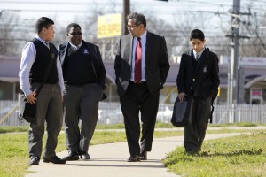 Tom Sanchez recently spent time talking with students from the Barack Obama Male Leadership Academy in Dallas. (Image: Provided by the Tom Sanchez for Congress campaign)