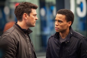 ALMOST HUMAN: Executive-produced by Emmy Award winner J.J. Abrams and creator J.H. Wyman and starring Karl Urban (L) and Michael Ealy (R)