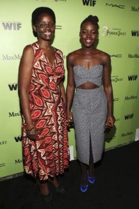 Lupita with her mother Dorothy Nyong'o at the Women In Film Pre-Oscar Cocktail Party on Feb 28, 2014.