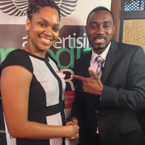 Kobe Lewis and client Star Fyah of Star Access at SmartWay Ads Launch Event