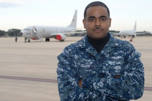 Petty Officer 2nd Class Clarence Allen is an aviation structural mechanic with VP-16, a Jacksonville-based squadron that operates the Navy’s newly-designed maritime patrol aircraft, the P-8A Poseidon. (Photo Credit: Navy)
