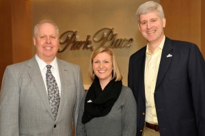 Left to right: Chris Brunner, Park Place Lexus Plano general manager with Jessica Dunn, executive director, Dallas Stars Foundation; and Jason Farris, chairman of the board, Dallas Stars Foundation 