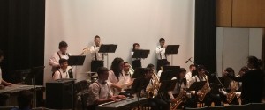 Members of the Bryan Adams High School’s Jazz Ensemble perform during the Dallas Music Educators Association Jazz Festival hosted at the Yvonne A. Ewell Townview Center campus. (Dallas ISD)