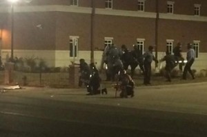 Photo captured via Twitter immediately following shooting of two police officers outside of Ferguson.