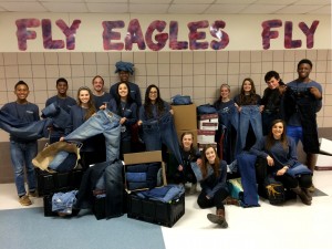 Rowlett High School collected more than 1,000 pairs of jeans for the national Teens for Jeans campaign. Spearheaded by Rowlett High School's Student Council. Photo by: J.R. Hughes.