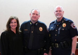 Judge Natalie Banuelos , Denver Collins and Police Chief GM Cox, PhD. photo source: City of Murphy 