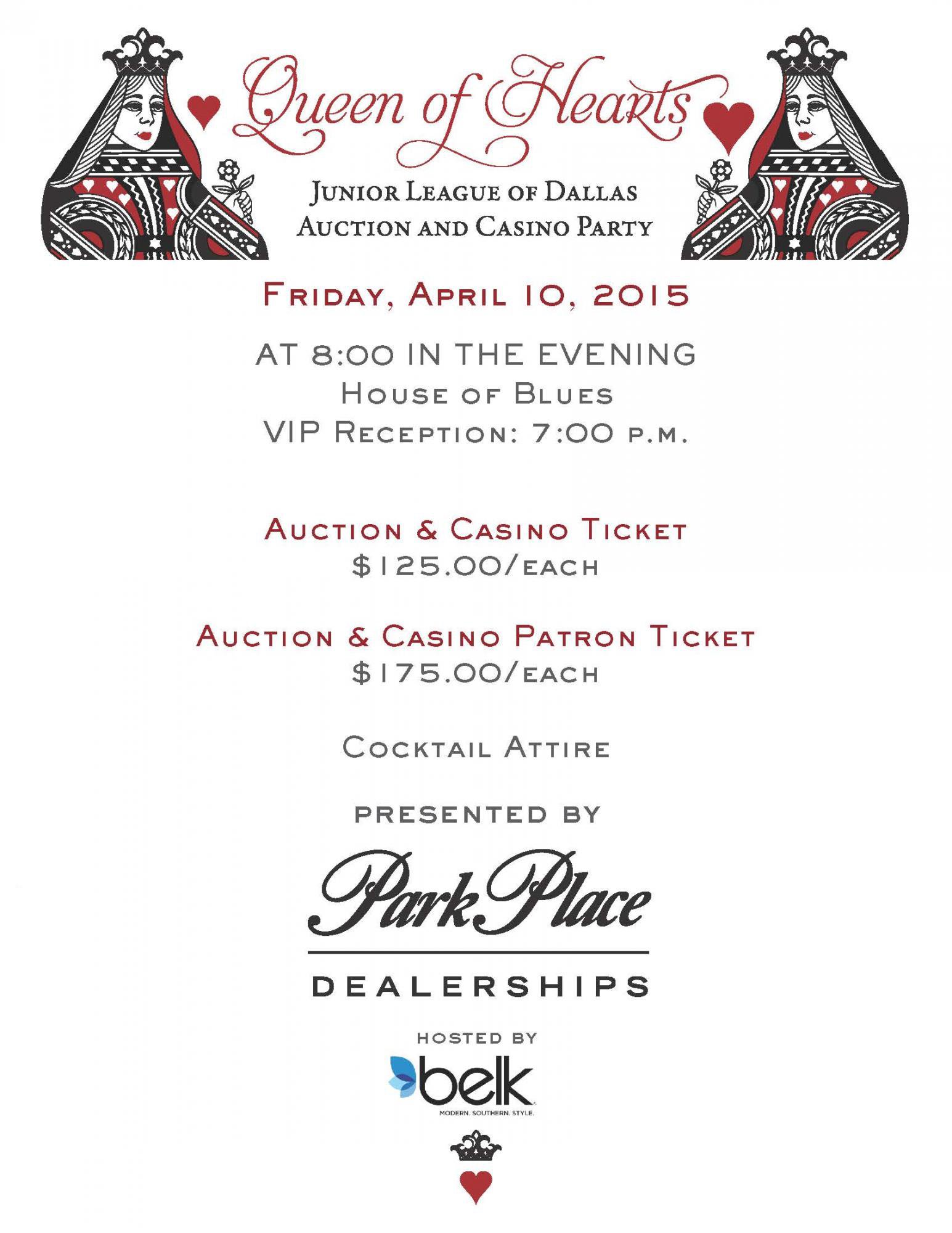 Junior League of Dallas Auction & Casino scheduled for April 10th