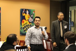 Hector Rivera, left, from Brookhaven College with music instructor Roy Allen. photo source: Dallas County Community College District. 
