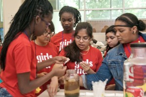 Girls Inc. campers participate in lab activities at Richland College on their first day of camp Monday, June 22. Photograph by Paul Knudsen