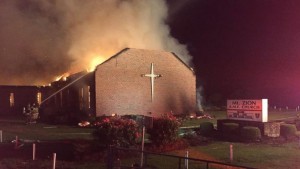 A fire broke out at the Mt. Zion AME Church in Greeleyville, South Carolina, June 30, 2015. Image: Clarendon County Fire Department