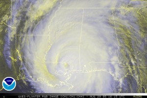 Hurricane Katrina, at 16:15 UTC on August 29, 2005. image: NOAA/Wikimedia 