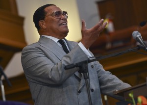 Minister Louis Farrakhan speaks during the "Justice or Else" press conference at Metropolitan AME Church in Northwest Washington, D.C. in June 2015. (Freddie Allen/NNPA News Wire)