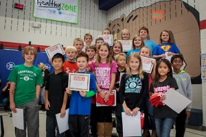 The top 20 Bennett Elementary scorers in the Think Through Math Red River Rumble held last week. Third grader Mason Wakefield (front row, blue shirt) passed the most lessons in the entire state of Texas, image: McKinney ISD