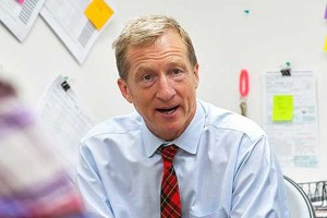 Hedge fund billionaire Tom Steyer is pouring tens of millions of dollars of his own money into influencing voters to use the democratic process to oust public officials blind to the real causes and effects of climate change.