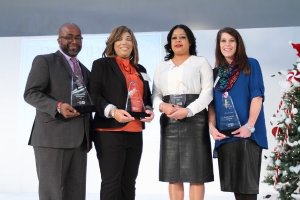 Pictured, left to right, are: Nakia Douglas of Barack Obama Male Leadership Academy; Tracie Washington of Billy Earl Dade Middle School; Tanya Shelton of Richard Lagow Elementary School (Principals' Choice Award); and Julie Singleton of H.I. Holland Elementary School at Lisbon. photo courtesy: Dallas ISD