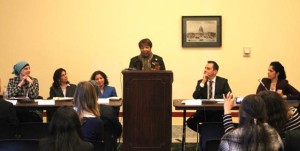 Congresswoman Johnson speaking at the panel discussion on the Syrian Crisis