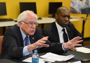 In conference with pastors and community leaders from around the nation, Sen. Bernie Sanders reflects on what he saw in the West Baltimore neighborhood. PHOTO: Freddie Allen/AMG/NNPA News Wire 
