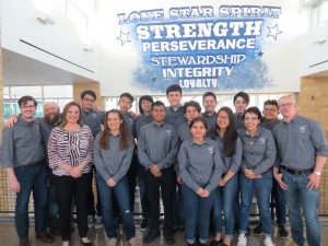 For the first time in school history, the Irving High School Academic Decathlon team has qualified for the state meet. Pictured are (back row from left) Coach Andru Gilbert, Coach Randall Winter, Luis Govea, George Monsivais, Eduardo Torres, Nathan Schneider, Charlie Abrego, Luis Colin, Omar Lazcano, (second row from left), Irving High School Principal Ahna Gomez, Georgette Monsivais, Robert Gutierrez, Roman Rangel, Nalissa Houth, Leslie Lopez, Coach James Newman and (front row) Alejandra Carrizales.