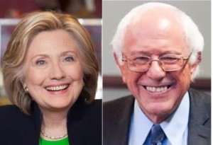 2016 Democratic Presidential front runners Hillary Clinton and Bernie Sanders