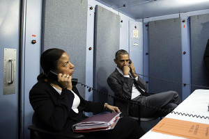 Before his remarks, President Obama spoke with Belgian Prime Minister Charles Michel by phone.  (Image: White House)