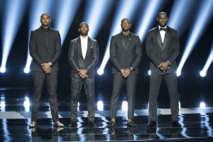 THE 2016 ESPYS - Theatre - On July 13, some of the world’s premier athletes and biggest stars join host John Cena on stage for “The 2016 ESPYS Presented by Capital One.” The 24th annual celebration of the best moments from the year in sports will be televised live from the Microsoft Theater on Wednesday, July 13 (8:00-11:00 p.m. EDT), on ABC. (ABC/Image Group LA) CARMELO ANTHONY, DWYANE WADE, CHRIS PAUL, LEBRON JAMES