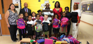 Nearly 100 backpacks filled with school supplies inside were donated to WILLIAM A. Blair Elementary School from First Baptist Church of Hamilton Park on Aug. 24. (Image: DISD)