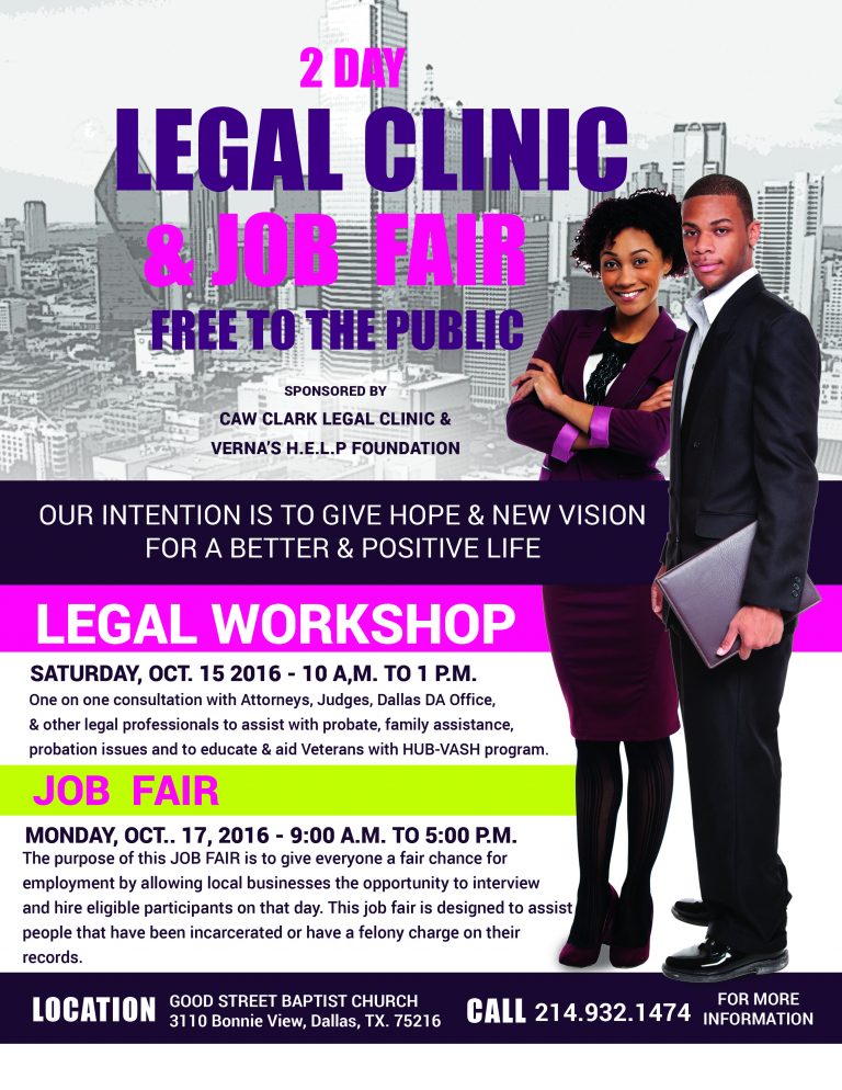 Free Legal Clinic and Job Fair in October