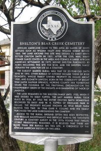 Texas Historical Marker acknowledges the importance of Shelton's Bear Creek Cemetery (FindAGrave.com added by RC Karnes)