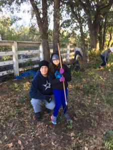 Jason and Amariah were the first to arrive Saturday morning to help clean up Shelton's Bear Creek (Image: Anthony Bond) 
