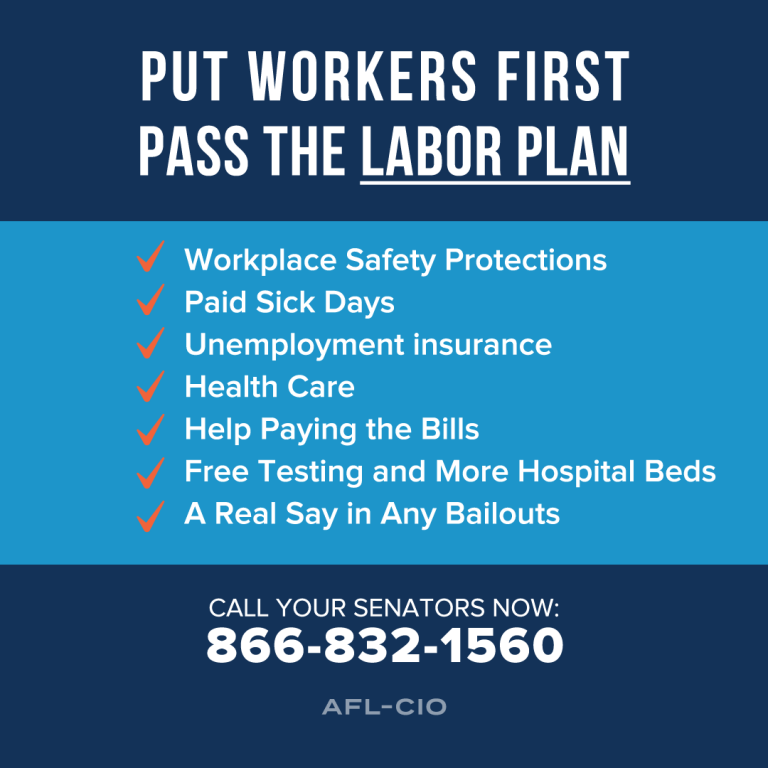 AFL-CIO urges voters to contact senators ask them to support a ‘Labor Plan’