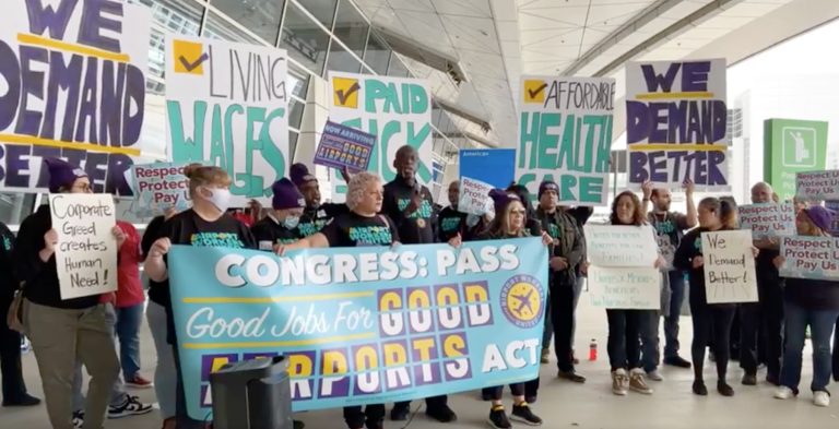 Dallas airport service workers join Nationwide Day of Action, demand living wages, benefits