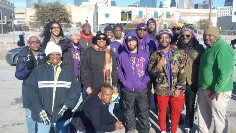 Men of Alpha Iota Iota Chapter of Omega Psi Phi Inc. serve the homeless in downtown Dallas in collaboration with Kind Hearts Outreach, Inc.